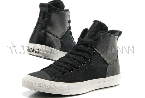 converse cuir rose femme